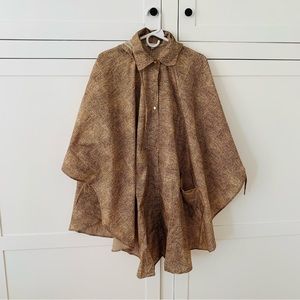 Borbonese Brown Tan Print Rain Poncho Onesize
